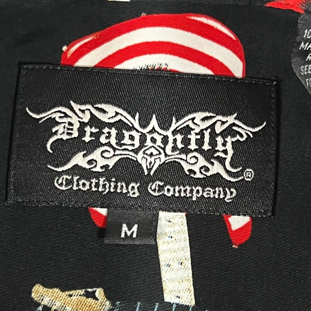 Mens VTG Dragonfly Clothing Co. Hard Rock St Thomas AOP Guitar Camp Shirt Size M - Picture 3 of 13